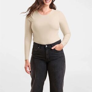 Nuuds Long Sleeve Crewneck Body Suit Bone